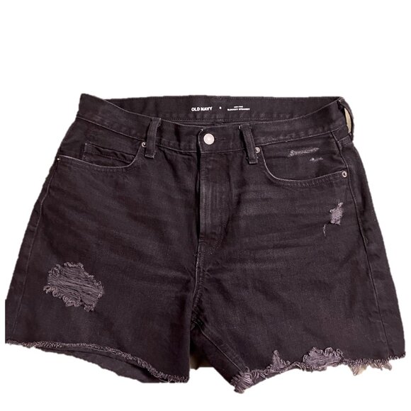 Old Navy women's shorts slouchy hi rise black denim size 8 - Picture 1 of 2